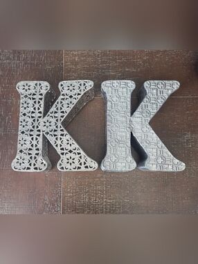 Set Of 2 Silver Metal Letter "K" Wall Hangings